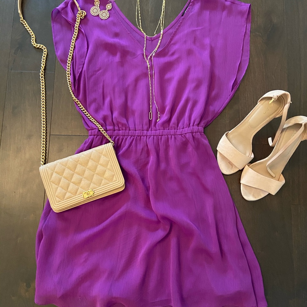 Express magenta chafon dress